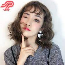 Curly hair styles medium hairstyles with bangs hairstyles for medium length hair with bangs. Pinxiu Wig Women S Short Hair Fluffy Face Trimming Ladies Short Hair Korean Wave Spray Short Curly Hair Bobo Head Volume Bangs