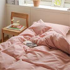 Blush Pink Cotton Duvet Cover Set Plain