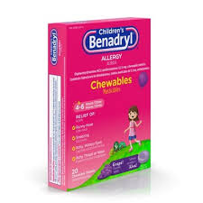 Children S Benadryl Allergy Relief Chewable Tablets Diphenhydramine Grape Flavor 20ct Allergies