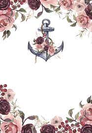 Anchor And Floral Frame Wedding Invitation Template Greetings Island Free Wedding Invitation Templates Nautical Wedding Invitations Wedding Invitation Templates