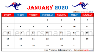 January 2020 Calendar Australia Calendar Australia Calendar Calendar Printables