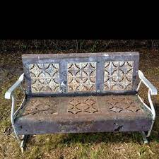 Vintage 1950s metal lawn porch glider patio chairs | etsy. Vintage Metal Rockers Vintage Metal Glider Vintage Metal Gliders Vintage Outdoor Furniture Vintage Glider Metal Lawn Chairs