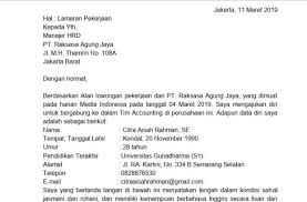 Contoh surat lamaran pekerjaan bahasa inggris untuk bank bni, bca, mandiri, bri dll. Download Download Contoh Surat Lamaran Kerja Menarik Baik Dan