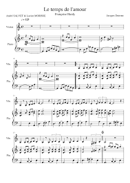 Le temps de l 39 amour greatest recordings. Le Temps De L Amour Complet Sheet Music For Piano Violin Solo Musescore Com