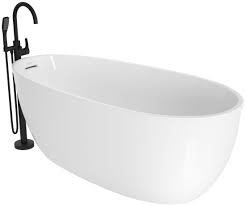 The deck mounted chrome faucet and the bear claw legs are the. Jacuzzi Osm6732buxxxxg White Signature 67 Free Standing Acrylic Soaking Tub With Matte Black Free Standing Tub Filler And Handshower Reversible Drain Drain Assembly And Overflow Faucet Com