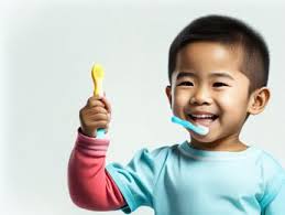 A young boy holding a toothbrush in his hand Image & Design ID 0000117464