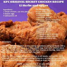 Kfc Original Secret Chicken Recipe 12 Herbs Spices Recipes Kfc Chicken Recipe Kfc Recipe