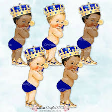 Black Boss Baby Boy With Crown Royal Blue Little Prince Ornate Gold Crown Gold Sneakers Rattle Baby Boy 3 Skin Tones Clipart Instant Download Baby Shower Cake Topper Vintage Baby Baby Shower Princess