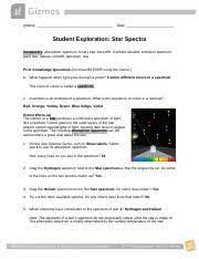 Analyze the spectra of a variety of stars. Star Emission Spectra Answer Sheet Docx Name Date Student Exploration Star Spectra Vocabulary Absorption Spectrum Binary Star Blueshift Cepheid Course Hero