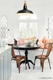 It is made from solid dearborn 3 piece breakfast nook dining set this solid wood dining set is rather traditional in its design, but it achieves this without looking too dated either. Step Inside Nina Dobrev S Bright California Cool Bungalow Dining Room Small Dining Room Design Dining Room Decor