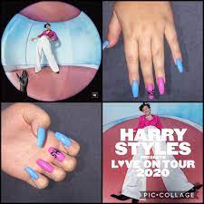 Harry Styles Fine Line Inspired Acrylic Nails Lines On Nails One Direction Nails Harry Styles Nails