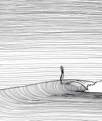 Long Draw Surfbrett Kunst Meer Illustration Meer Zeichnung
