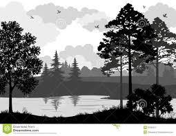 Black And White Background Landscape Landscape Trees River And Birds Silhouette Stock Vector Image 52095317 Landscape Silhouette Bird Silhouette Silhouette Vector