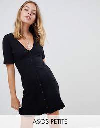 Asos petite oversized minimal jumpsuit with culotte leg size uk 2 nh003 aa 07. Asos Design Petite Button Through Tea Dress With Frill Hem Asos