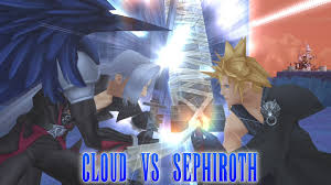 Kingdom hearts is a very unique game in the fact that it combines final fantasy, disney and original characters in the same game. Kingdom Hearts 2 Cloud Vs Sephiroth Playing As Cloud Youtube