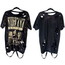 Nirvana Starry Sky Destroyed Bleached Distressed Coolest Tee Unisex Ripped Shirts Clothes Distressed Outfit
