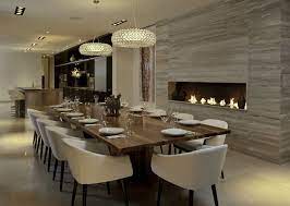 This dining room uniquely blends colours of grey, emerald, beige and white. 30 Modern Dining Rooms Design Ideas Dining Room Design Modern Dining Room Fireplace Dining Room Interiors