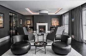 Huge Black And White Family Room Decor Black Living Room Front Room Design Gold Living Room