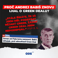 ODS - Proč Andrej Babiš včera v Poslanecké sněmovně znovu lhal o Green  Dealu? Byla to právě Babišova vláda, která schválila Green Deal! | Facebook