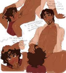 explicit, artist:lacryboy, encanto, 2boys, blowjob, blowjob face, bruno  madrigal, father and son, fellatio, gay, hand on another's head, latino,  male, male only, male/male, oral, oral sex, pedro madrigal, pubic hair, son  blowing