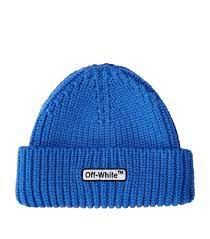 White logo patch with black font. Off White C O Virgil Abloh Wool Patch Beanie In Blue For Men Lyst