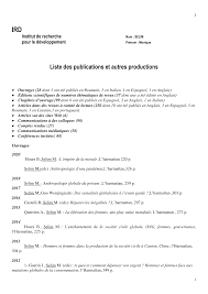 Liste des publications et autres productions