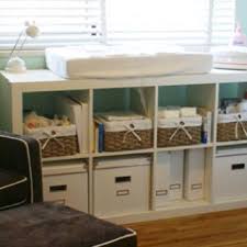 Ikea Bookshelf On Its Side Makeshift Changing Table And Storage This Is Happening Ikea Bookshelves Ikea Storage Baskets Ikea Storage