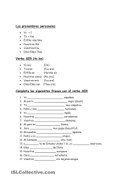 El Verbo Ser Worksheets Spanish Personalized Items