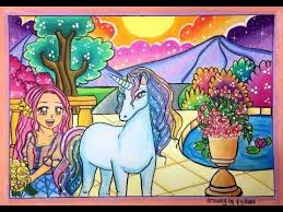 12 oil pastels * age :. Cara Menggambar Unicorn Dengan Pemandangan Indah Gradasi Warna Oil Pastel Greebel Youtube Sketsa Gambar Seni Gambar Kuda Gambar Unicorn
