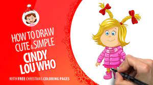 Printable grinch coloring pages ideas. How To Draw Simple And Cute Cindy Lou Who Free Christmas Coloring Pages Youtube