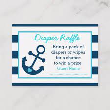 Blue Nautical Anchor Diaper Raffle Tickets Enclosure Card Zazzle Com Diaper Raffle Diaper Raffle Tickets Baby Shower Raffle