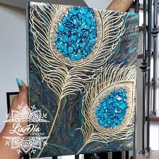 Check spelling or type a new query. Peacock Feathers Resin Geode Style Wood Canvas Wall Art