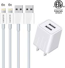 Iphone Charger Kozopo Lightning Cable 6ft 2 Pack Fast Charging Data Sync Transfer Cord With 2 Port Usb Plug Wall In 2020 Iphone Charger Lightning Cable Wall Charger