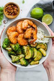 Loaded Spicy Shrimp Bowl Our Balanced Bowl Recipe Health Dinner Recipes Healthy Healthy Recipes