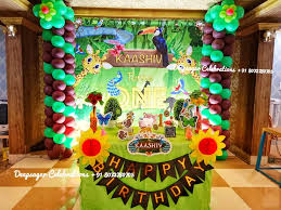 I also love the cute jungle themed backdrop! Jungle Themed 1st Birthday Deepsagar Celebrations Facebook