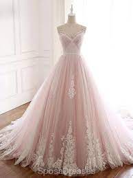 Pale Pink Lace Beaded A Line Long Evening Prom Dresses Evening Party Prom Dresses 12209 In 2021 Prom Dresses Prom Party Dresses Wedding Dresses Lace