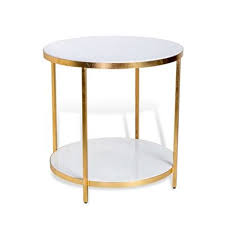 Carson Side Table Round Marble Surface And Gold Leaf Finish Marble End Tables Side Table Marble Side Tables