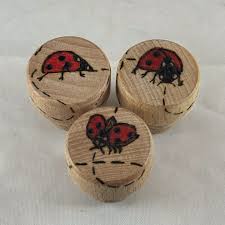 Ladybugs Wood Burned Wine Cork, Bottle Stopper