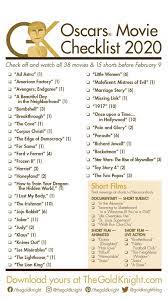 Oscars 2020 Download Our Printable Movie Checklist Oscar Movies Oscar Nominated Movies Good Movies To Watch