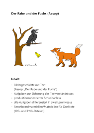 Der Rabe Und Der Fuchs Bildergeschichte Zur Fabel Unterrichtsmaterial Im Fach Deutsch In 2020 Bildergeschichte Fabeln Fabel