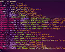 Image of Linux configuration file /etc/passwd