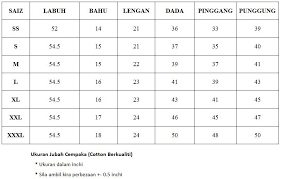 Boys & girls clothing size chart. Ukuran Baju Kurung Dalam Cm