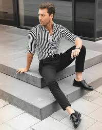 Black And White Striped Pants Outfit Ideas Men How To Wear Pants To A Wedding White Shirts 38 Ideas Mens Fashion Classy Black Shoes Outfit Pants Outfit Men