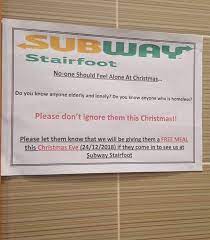 258 hutt street, adelaide (near south terrace). My Local Subway Is Giving People Who Are Lonely Or Homeless Free Food On Christmas Eve Humansbeingbros