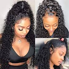 This human lace wig comes with free parts that allow customization of middle parting or side parting. Amazon Com Glueless Lace Front Wigs Deep Wave Human Hair Wigs With Baby Hair Pre Plucked Frontal Wigs Brazilian Virgin Hair Afro Kinky Curly Lace Frontal Wigs Wet And Wavy Human Hair