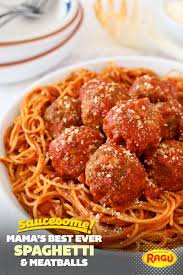 Mama S Best Ever Spaghetti And Mozzarella Meatballs Recipe Spagetti And Meatball Recipe Recipes Mozzarella Stuffed Meatballs