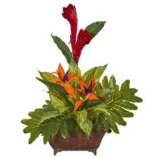 Bird Of Paradise Plant For Sale Home Depot Nearly Natural Bird Of Paradise And Mix Greens Artificial Arrangement Artificial Flowers Birds Of Paradise Plant Fake Plants Decor