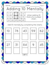 Freebie Adding 10 Mentally Worksheets 1 Nbt 5 Mental Maths Worksheets Mental Math Math Number Sense