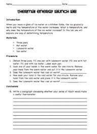 Thermal Energy Launch Lab Thermal Energy Thermal Energy Lab Sixth Grade Science
