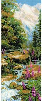 200 wide x 124 high size using. Riolis Mountain River Landscape Cross Stitch Kit 123stitch